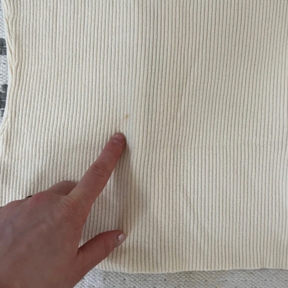 ACOA Zipper front closure Sweater Cardigan cream tan size small - Picture 4 of 5